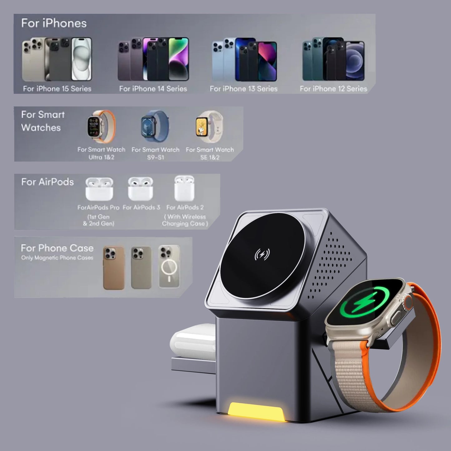 Dynasty 3-in-1 Magnetic Wireless Charger Stand